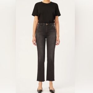 DL 1961 Performance Black Patti Straight High Rise Vintage Ankle Jeans Plus 14w